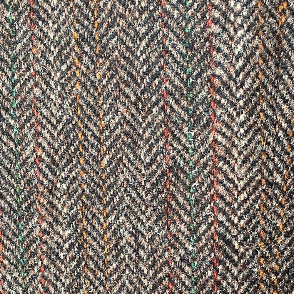 Grey Herringbone Blazer for Men orange red green stripes Harris Tweed Wool - Picture 5 of 10